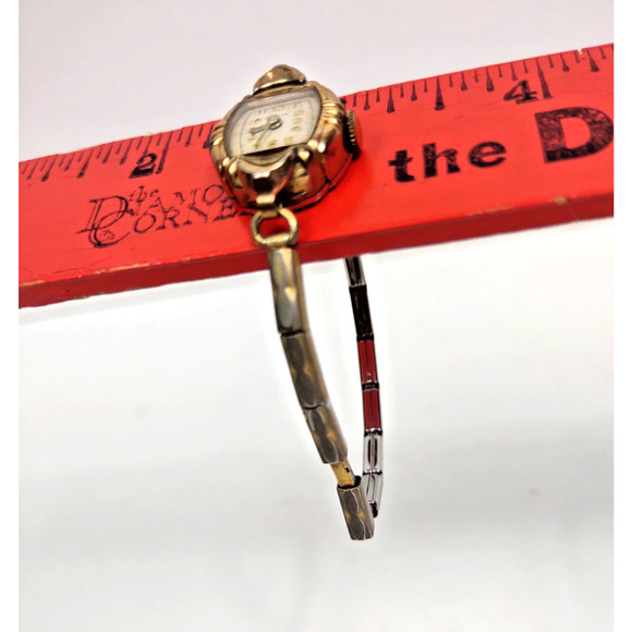 Vintage Orvin 17 Jewels Classic Womens Watch Manual Wind Gold Tone Stretch Band - Picture 8 of 9